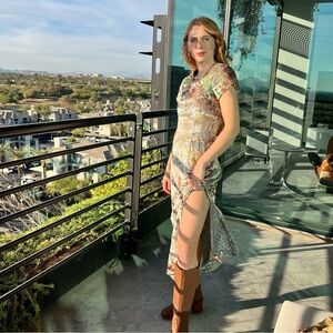 Free People Iris Velvet Dress in Pastel